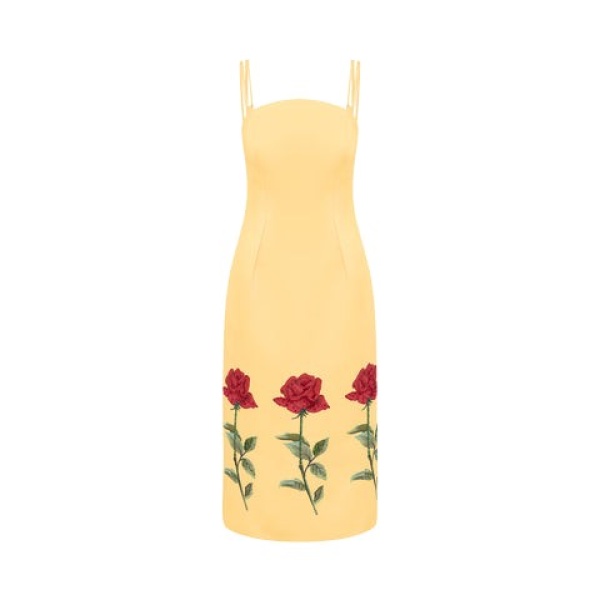 Leo Lin Yellow Dresses Premium embellished midi dress