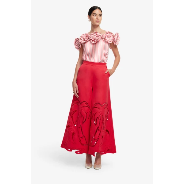 High banded waistline with belt loops