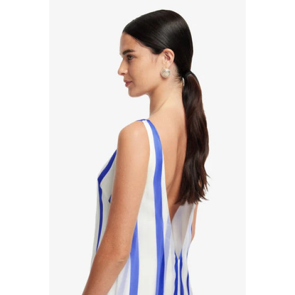 Detachable skirt slip - Striped Open Back Gown from Luxury Shoes 