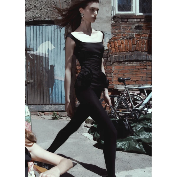 Magda Butrym Floral-Appliqué Cotton And Silk Top In Black