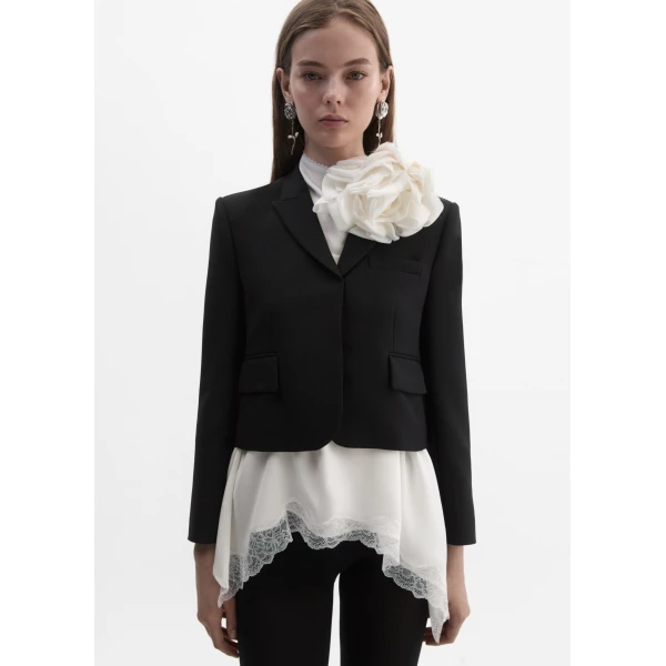 Magda Butrym Silk Open-Back Lace-Trim Blouse In Cream