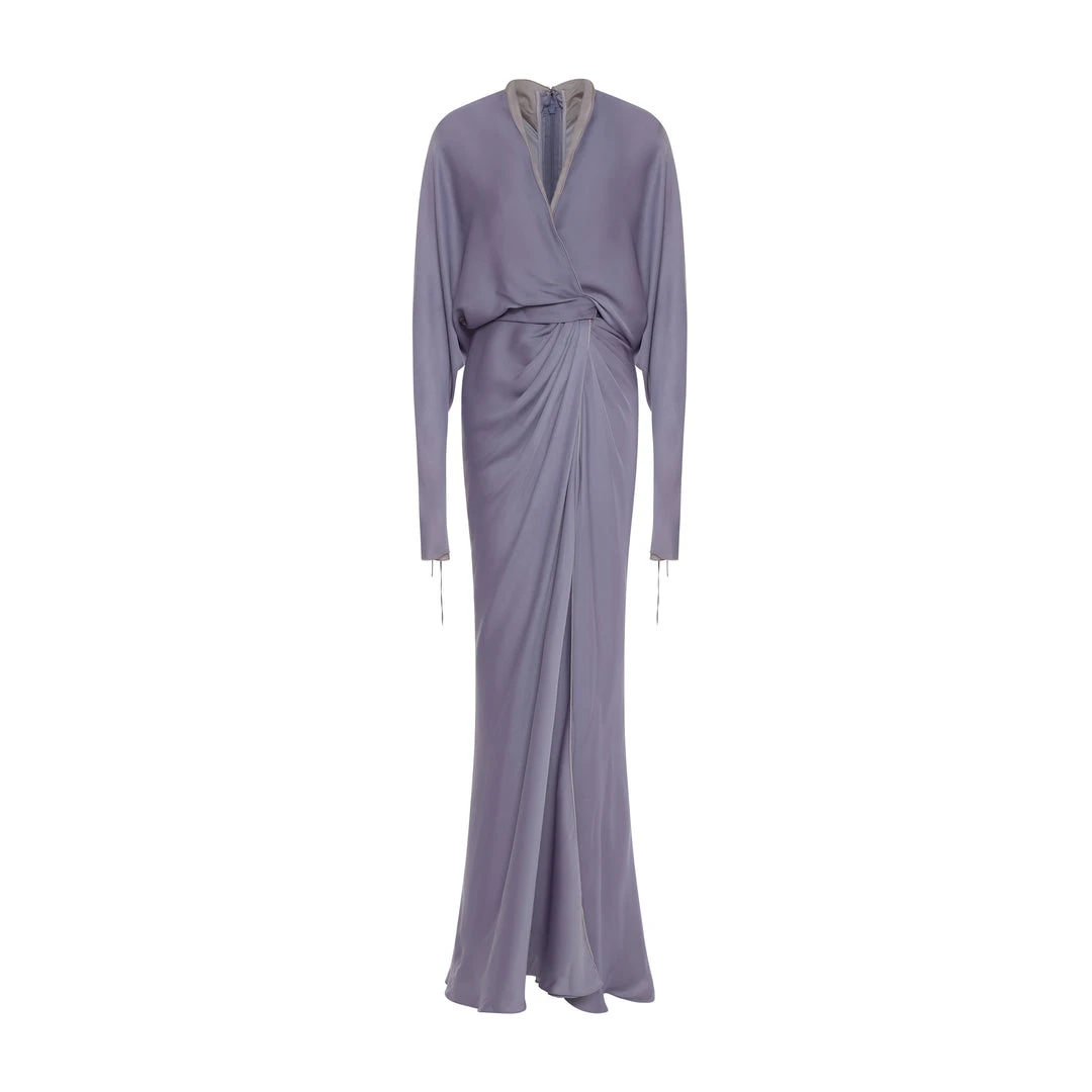 Marmar Halim Camila - Draped Satin Gown With Structured Collar Gowns Marmar Halim Camila - Draped Satin Gown With Structured Collar Gowns