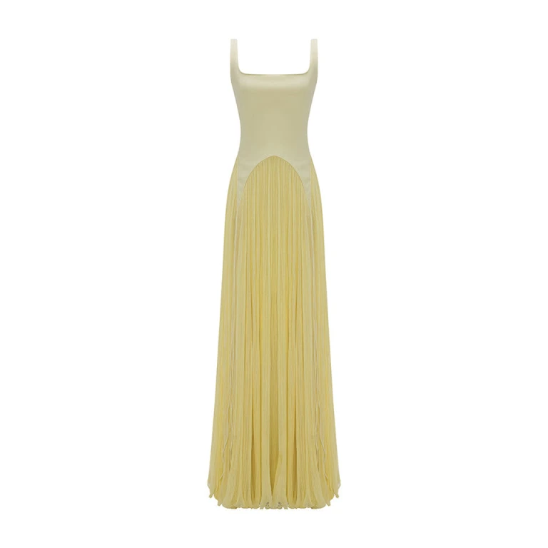 Marmar Halim Crepe Hand Pleated Chiffon Georgette A-Line Dress Dresses