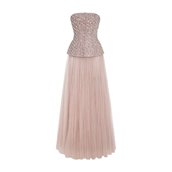 Marmar Halim Crystal-Embellished Stone Laced Top Top