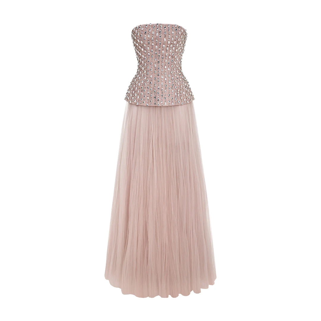 Marmar Halim Crystal-Embellished Stone Laced Top Top Marmar Halim Crystal-Embellished Stone Laced Top Top