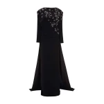 Marmar Halim Embodied Long-Sleeve Gown With Cape Gowns