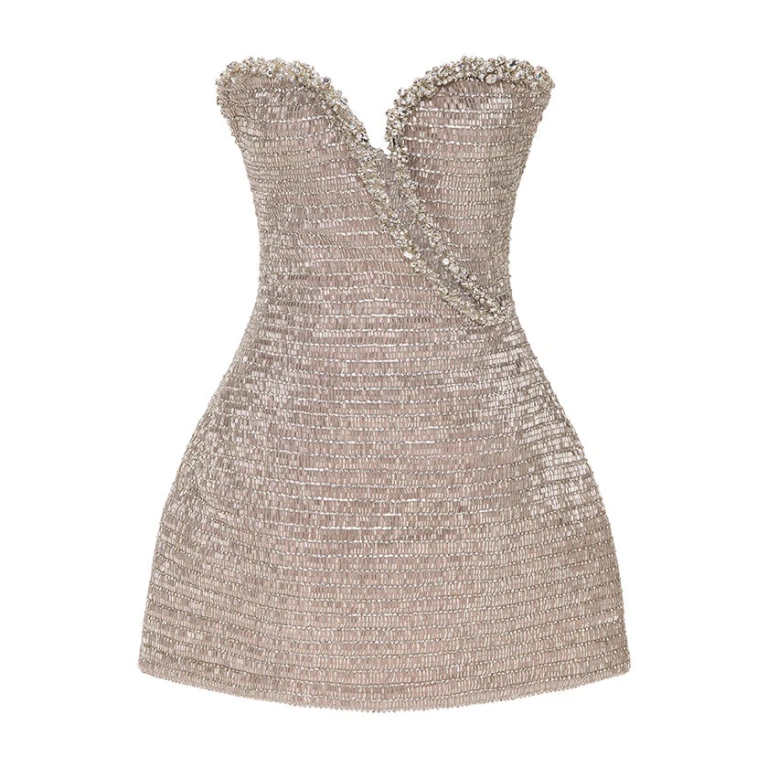 Marmar Halim Front Cut Short Stone Dress Dresses