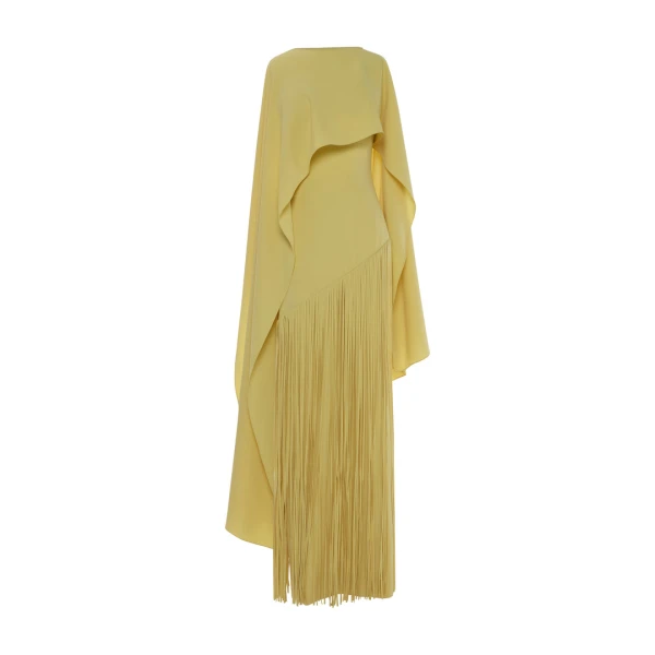 Marmar Halim Giselle - Strapless Crepe Gown With Laser-Cut Fringes And Cape Gowns