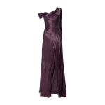 Marmar Halim Hand Pleated Draped Satin-Like Gown With One Shoulder Cape Gowns
