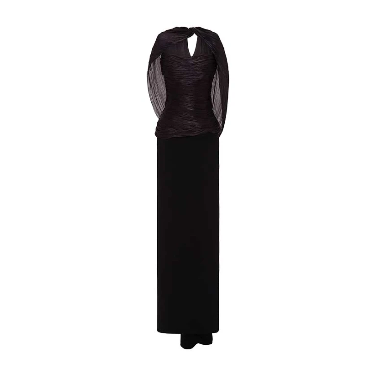 Marmar Halim Hand-Pleated Silk Fabric And Crepe Skirt With A Detachable Cape Skirt