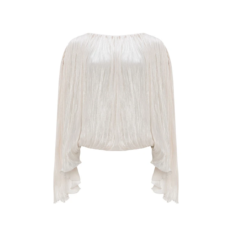 Marmar Halim Hand Pleated Silk Roseya Top Top