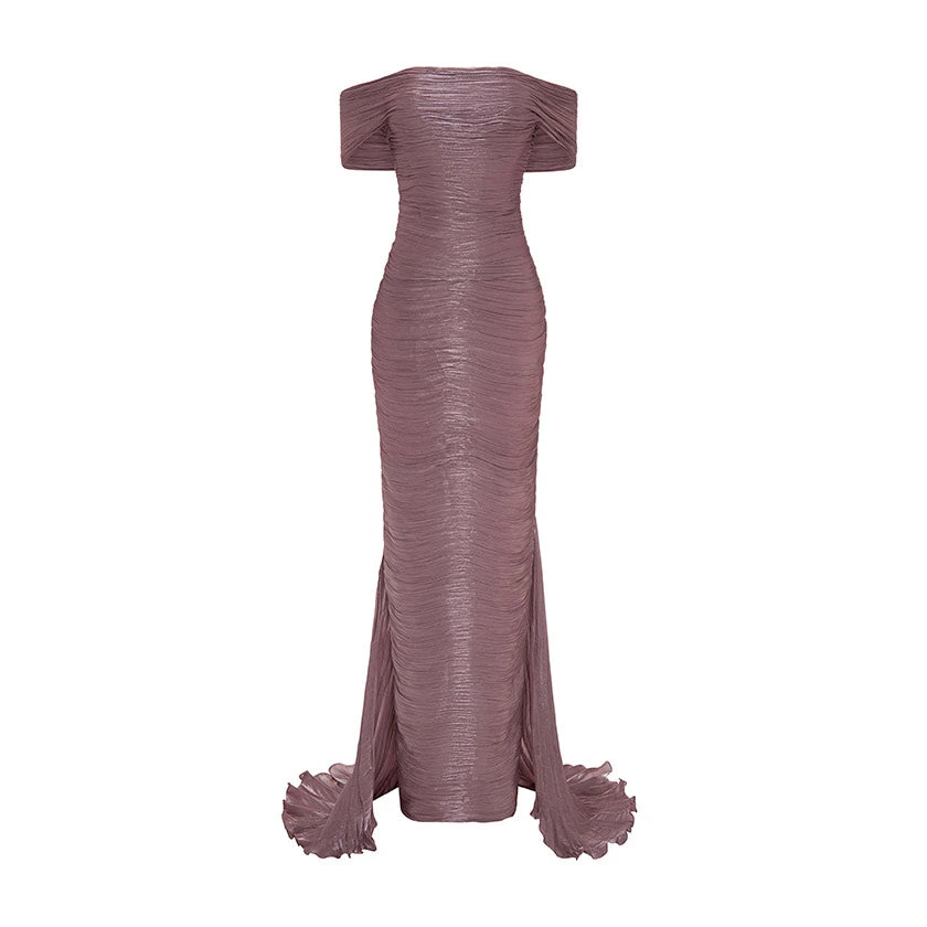 Marmar Halim Hand Pleated Silk With Tail Gown Gowns Marmar Halim Hand Pleated Silk With Tail Gown Gowns