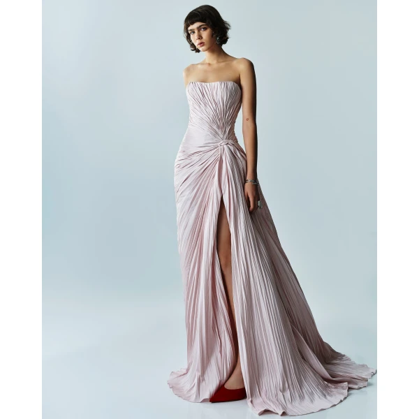 Marmar Halim Hand Pleated Slip Silk Gown Gowns