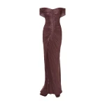 Marmar Halim Pleated Off-Shoulder Gown With Detachable Cape Gowns Marmar Halim Pleated Off-Shoulder Gown With Detachable Cape Gowns