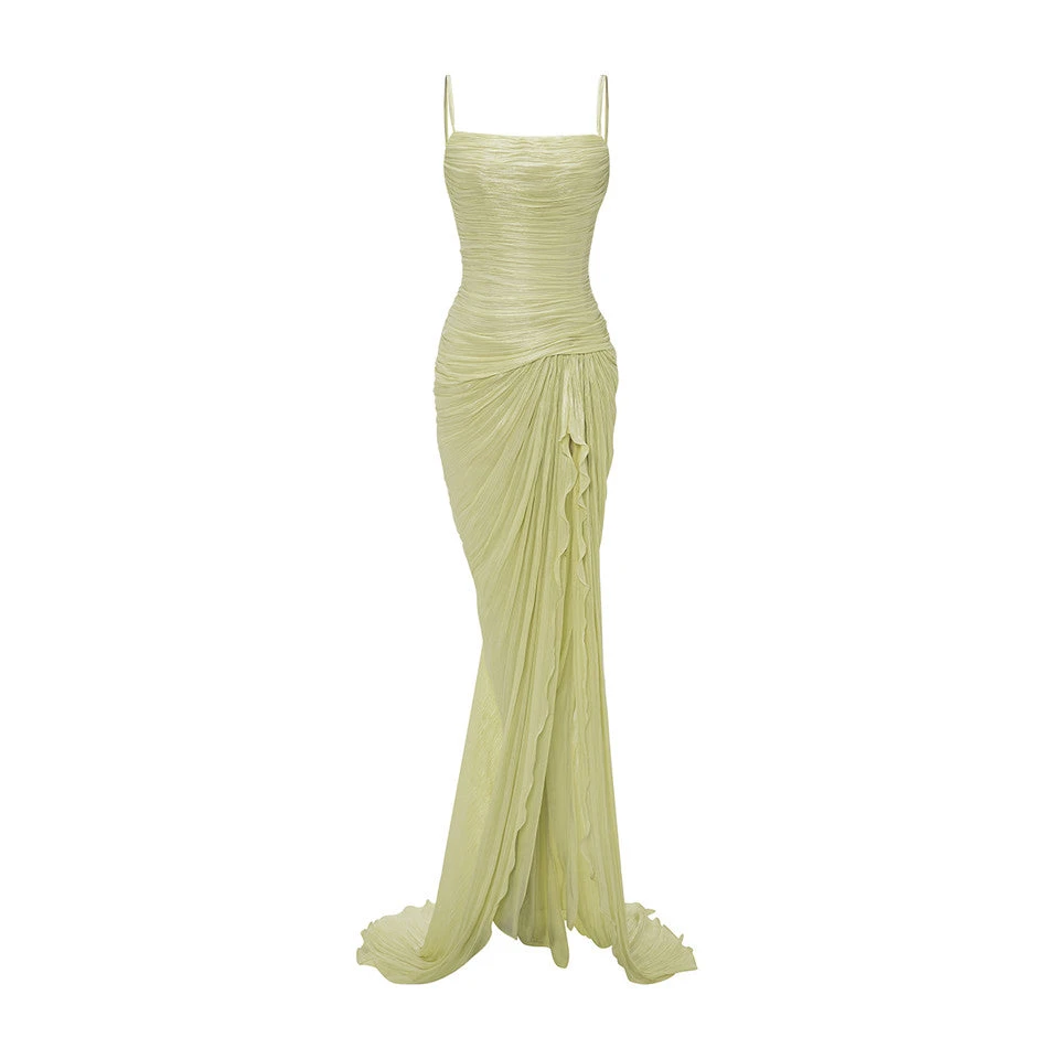 Marmar Halim Silk Roseya Pleated Dress With Detailed Slit Dresses Marmar Halim Silk Roseya Pleated Dress With Detailed Slit Dresses