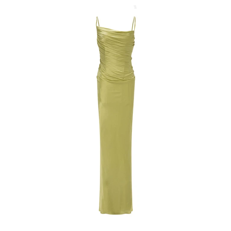 Marmar Halim Silk Satin Draped Dress With Detailed Back Dresses
