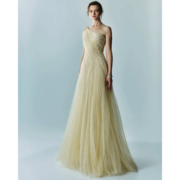 Marmar Halim Single-Shoulder Silk Tulle Gown Gowns