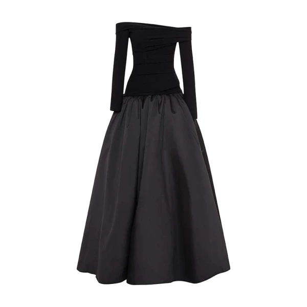 Marmar Halim Sleeved Off-Shoulder Crepe And Taffeta Gown Gowns