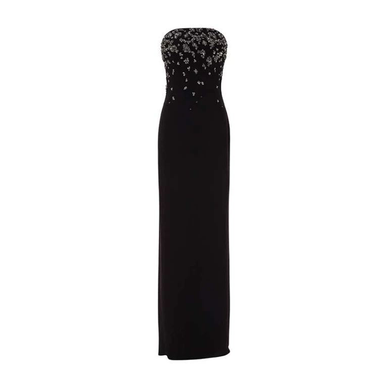 Marmar Halim Strapless Crepe Gown With Front Embroidery Gowns