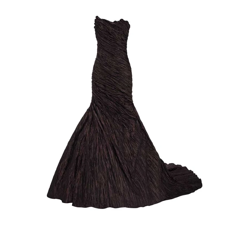 Marmar Halim Strapless Crush Taffeta Gown With Draped Tail Gowns