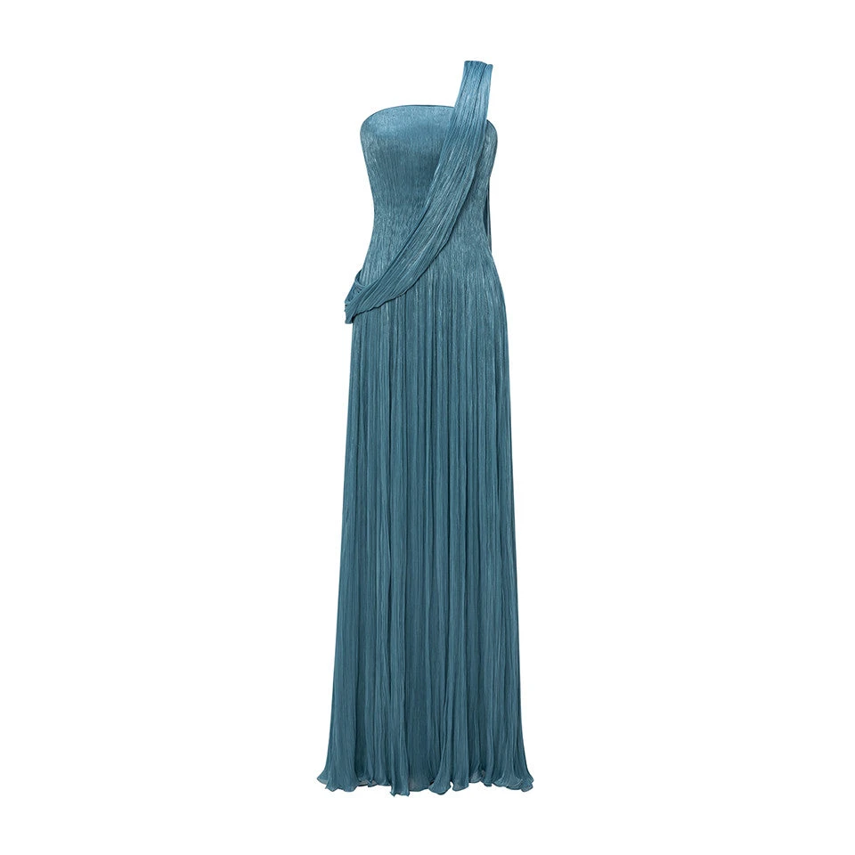 Marmar Halim Strapless Silk Roseya Pleated Dress With Cape Attached Dresses Marmar Halim Strapless Silk Roseya Pleated Dress With Cape Attached Dresses