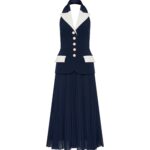 Rebecca Vallance Blue Clothing The Ula Midi Dress in navy blends timeless style with contemporary design