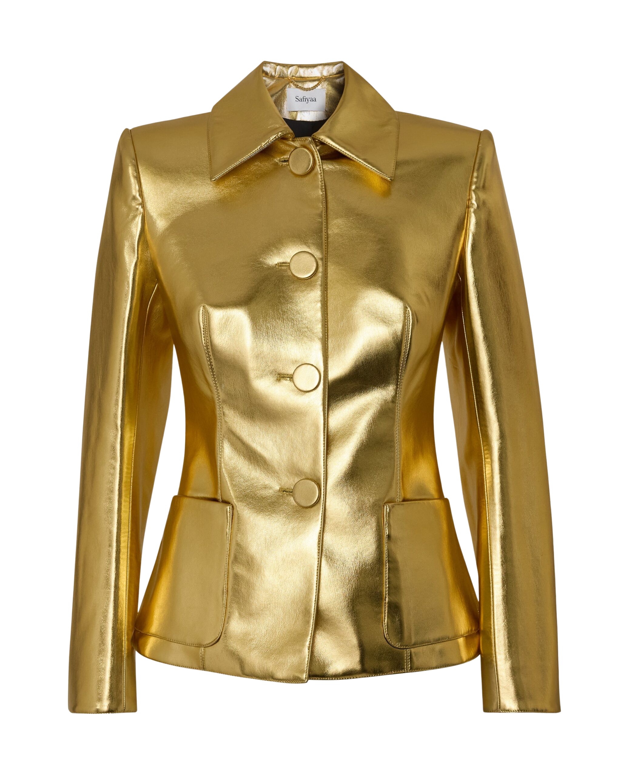Safiyaa-Alfie-Jacket-in-Gold-Coveti-scaled59107_nobg Alfie Jacket in Gold - Image 1