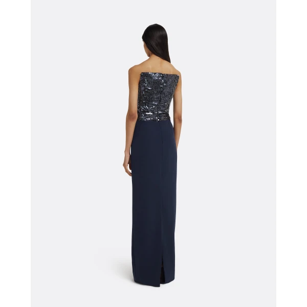 Amory Long Dress in Navy & Silver on Maritime Blue - Image 3