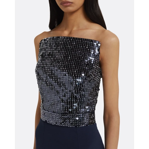 Amory Long Dress in Navy & Silver on Maritime Blue - Image 4
