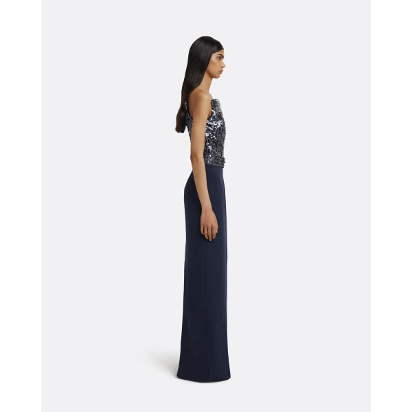 Amory Long Dress in Navy & Silver on Maritime Blue - Image 5