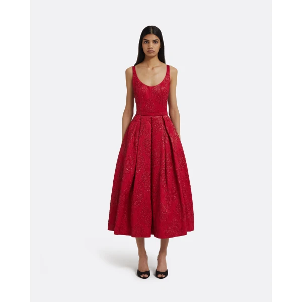 Asher Midi Dress in Crimson - Image 2