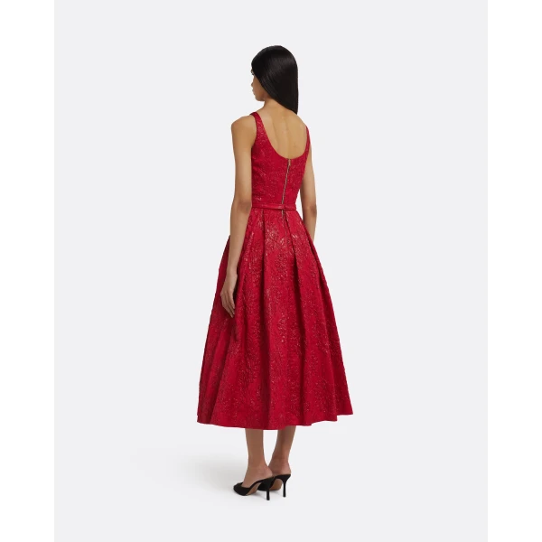 Asher Midi Dress in Crimson - Image 3