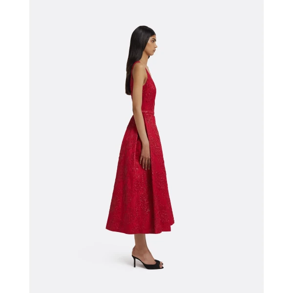 Asher Midi Dress in Crimson - Image 5