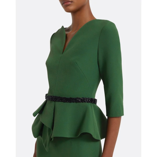 Dion Top in Moss Green with Black Embellishment - Image 4