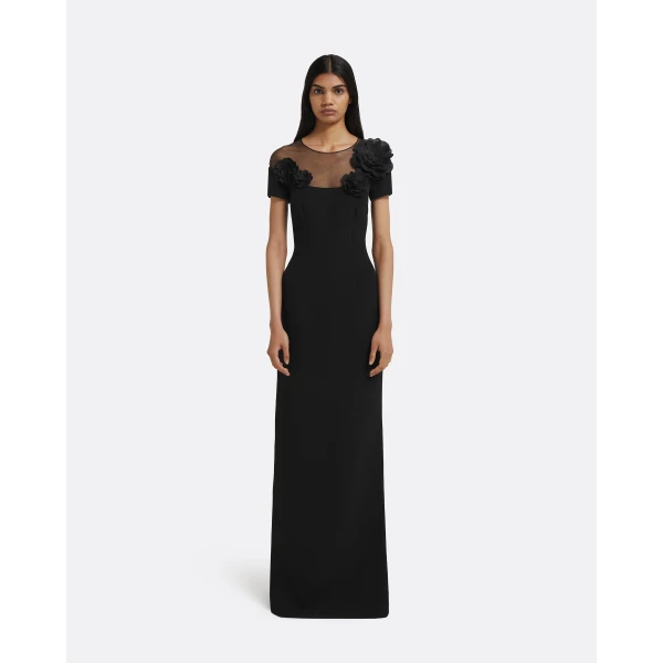 Noah Long Dress in Black with Black Embellishment - Image 2