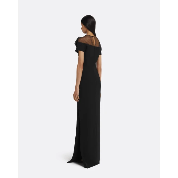 Noah Long Dress in Black with Black Embellishment - Image 3