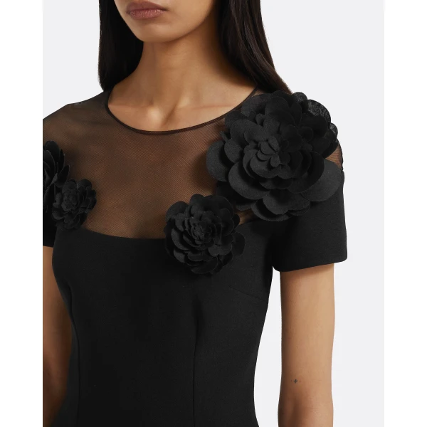 Noah Long Dress in Black with Black Embellishment - Image 4