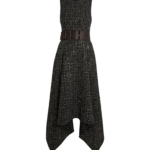 Okimi Dress in Peat Brown On Black & Gold