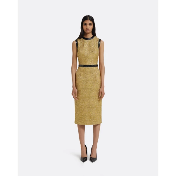 Peyton Midi Dress in Yellow Gold - Image 2