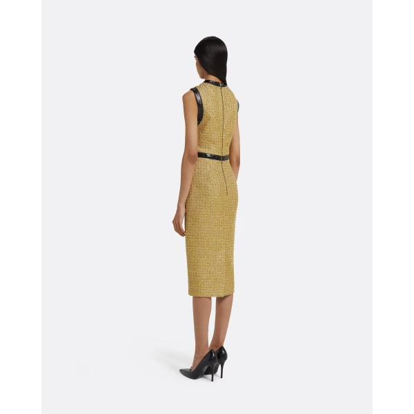 Peyton Midi Dress in Yellow Gold - Image 3