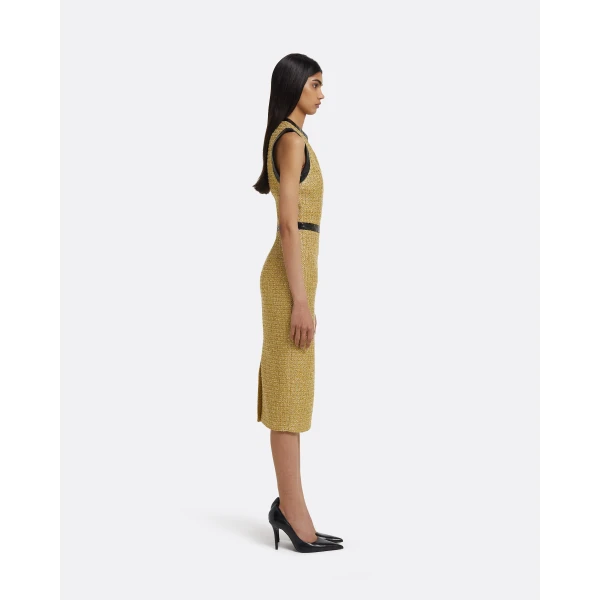 Peyton Midi Dress in Yellow Gold - Image 5