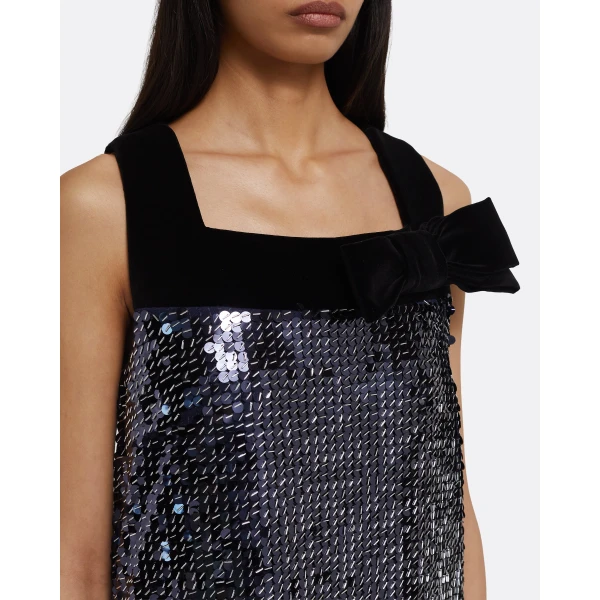 Quincy Long Dress in Navy & Silver - Image 4