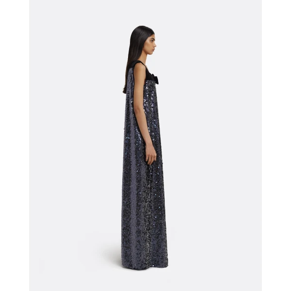 Quincy Long Dress in Navy & Silver - Image 5