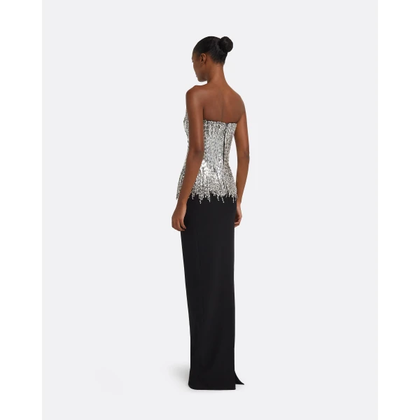 Regan Long Dress in Black with Crystal - Image 3