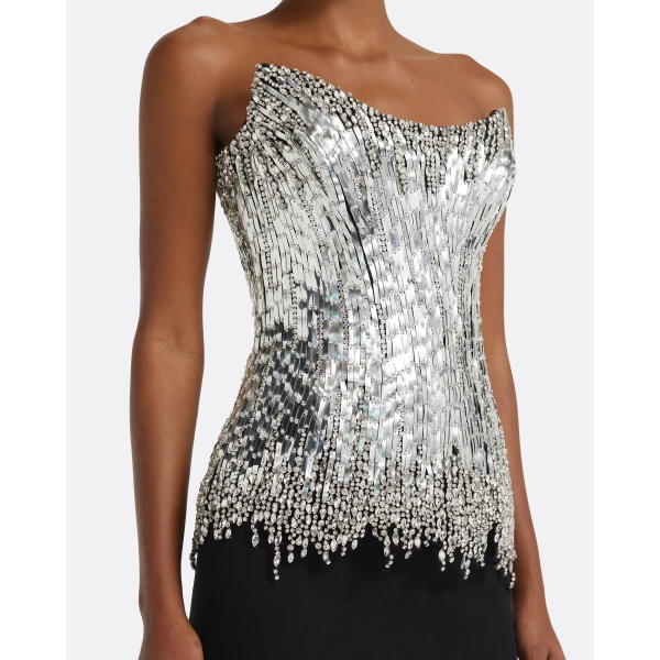 Regan Long Dress in Black with Crystal - Image 4