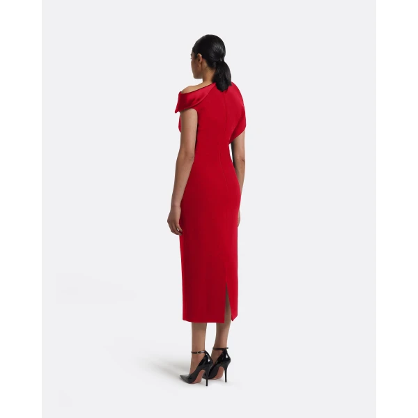 Reina Midi Dress in Crimson with Crystal - Image 3