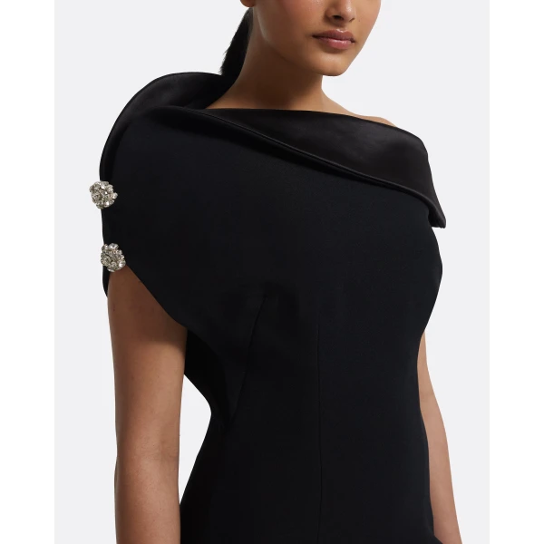 Relena Long Dress in Black with Crystal - Image 4