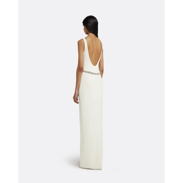 Riley Long Dress in Ivory with Crystal Embellishment - Image 3