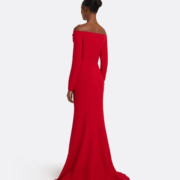 Safiyaa Rory Long Dress in Crimson with Crimson Appliqué, view 3
