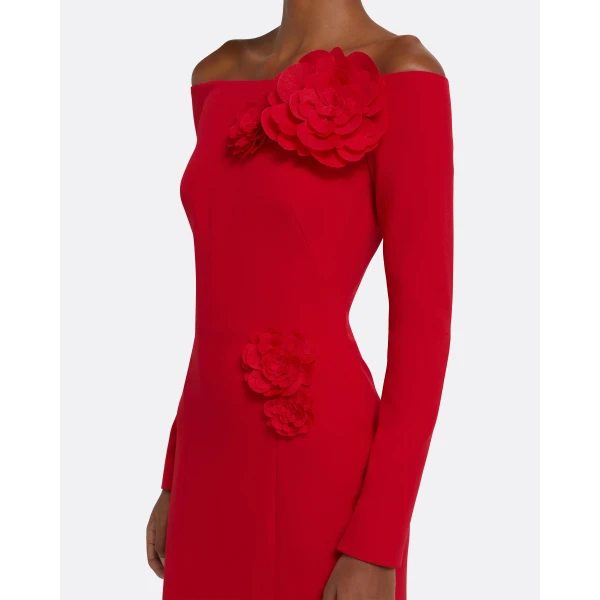 Rory Long Dress in Crimson with Crimson Appliqué - Image 4